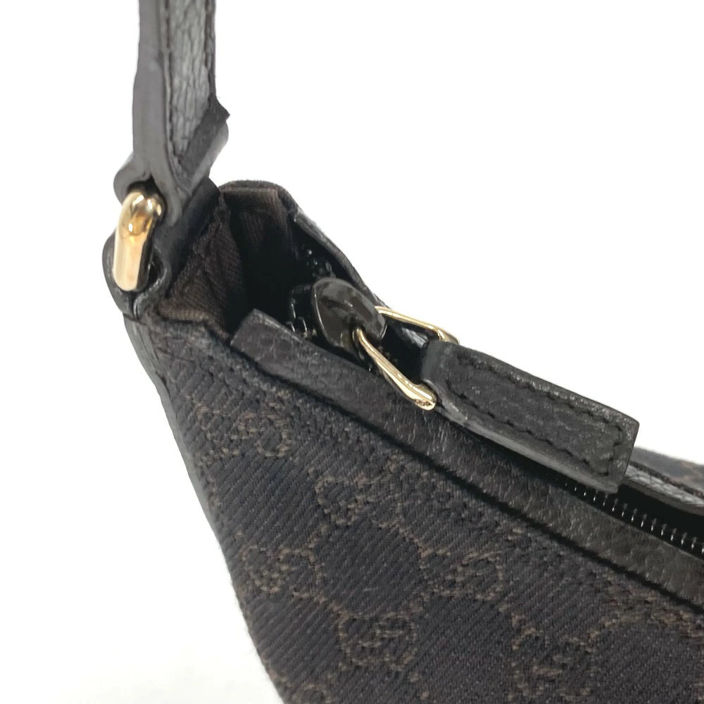 GUCCI GG One Shoulder Hobo Bag Shoulder Canvas Leather Brown - Picture 9 of 15